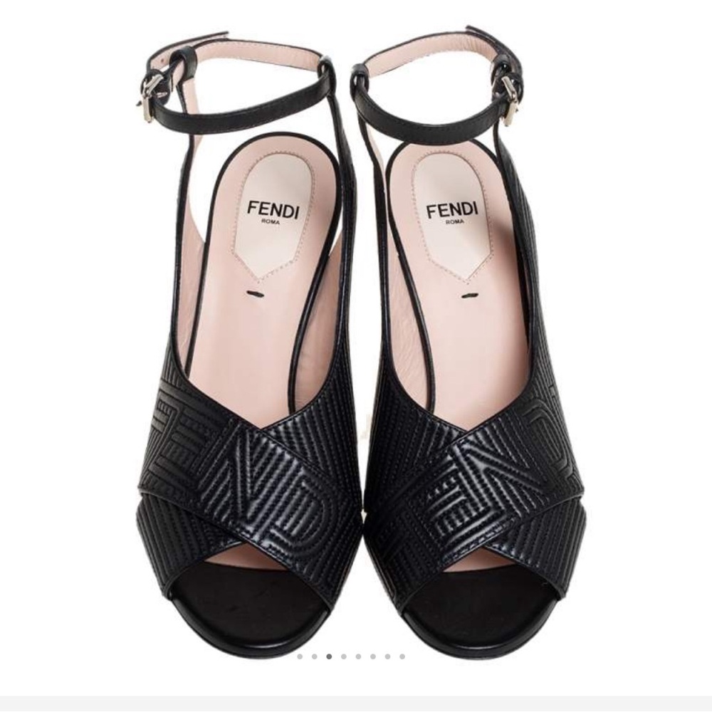 Fendi Embossed Leather Ankle Strap. Lightly worn, great condition. Size 39